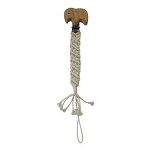 Baby Beige Macrame Braided Crochet Wooden Elephant Pacifier Clip